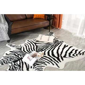 Large Zebra Print Area Rug 4.9x6.6 for Home Decor