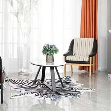 Large Zebra Print Area Rug 4.9x6.6 for Home Decor