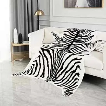 Large Zebra Print Area Rug 4.9x6.6 for Home Decor