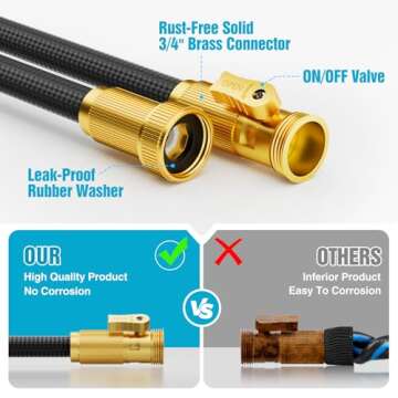 Flexible 50ft Garden Hose with 10-Function Nozzle, Kink-Free, Lightweight and Durable