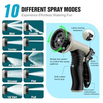 Lightweight Non-Expandable 50ft Garden Hose for All Uses