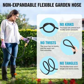 Lightweight Non-Expandable 50ft Garden Hose for All Uses