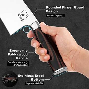 imarku 7-inch Chef Knife Stainless Steel Cleaver with Pakkawood Handle