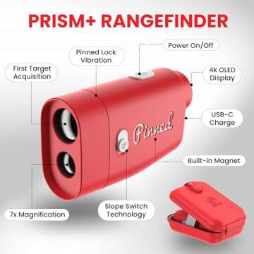 Pinned Prism+ Slope Golf Rangefinder and Dart 2.0 Speaker | Rechargeable Pinned Locked Vibration Las...