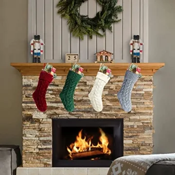 Kunyida 4 Pack Knit Christmas Stockings for Families