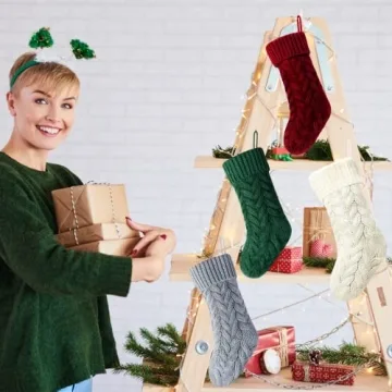 Kunyida 4 Pack Knit Christmas Stockings for Families