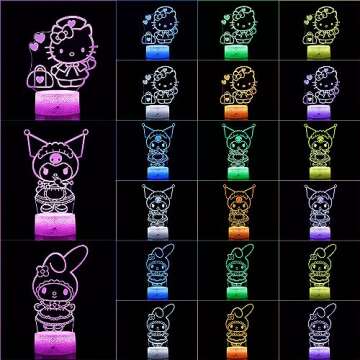 LMHmlylf 3D Anime Night Light Cat Night Light for Kids Room Decor Lights Gifts Cute Lamp with Remote...