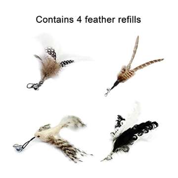 TTcat Cat Wand Toys, Interactive Bird Cat Toy Set,35'' Flexible Steel Wire and 4Pcs Cat Feather Refills,Cat Teaser Toy Cat Wand Toys for Indoor Cat and Kitten.