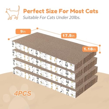 PatiencET 4 Pack Cat Scratch Pad for Indoor Cats