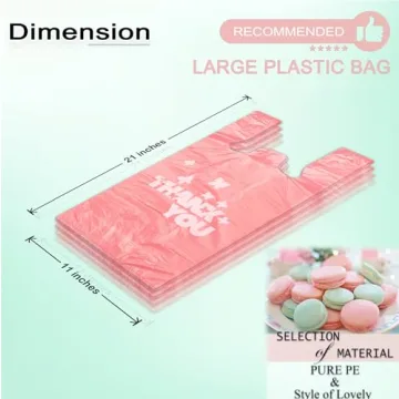 Durable PINK Thank You T-Shirt Bags - 100pcs