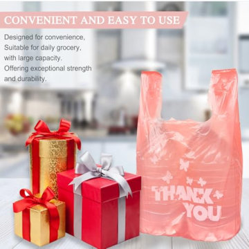 Durable PINK Thank You T-Shirt Bags - 100pcs