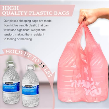 Durable PINK Thank You T-Shirt Bags - 100pcs