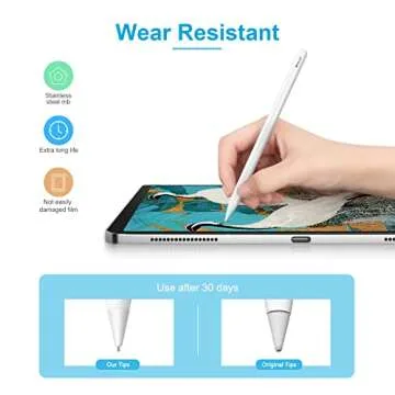 Digiroot Upgraded Replacement Tip for Apple Pencil Pro/1st/2nd Gen/USB-C&Logitech Crayon, 0.72mm No Wear Out Fine Point Precise Control Pen Like Nibs for iPad Pro/Air/Mini Pencil-2 Pack