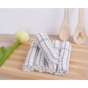 AMOUR INFINI Kitchen Dish Cloths Set of 8 - Ultra Soft, Highly Absorbent, Quick-Drying Terry Cotton Dishcloths 12"x12" Inch Wash & Cleaning Cloths for Kitchen & Dishwashing (Beige)