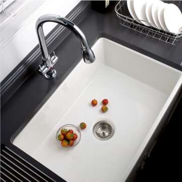 Houzer Platus 33 Inch Fireclay Apron Front Farmhouse Kitchen Sink - Stunning Design & Quality
