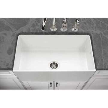 Houzer Platus 33" White Fireclay Farmhouse Kitchen Sink