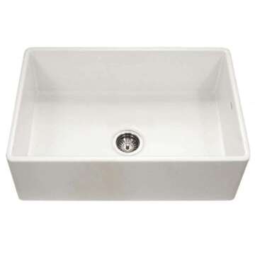Houzer Platus 33" White Fireclay Farmhouse Kitchen Sink
