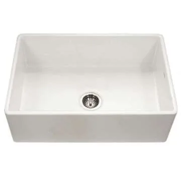 Houzer Platus 33" White Fireclay Farmhouse Kitchen Sink