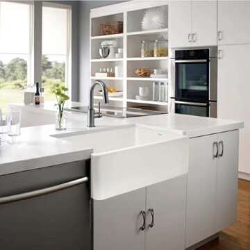Houzer Platus 33" White Fireclay Farmhouse Kitchen Sink