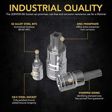 LEXIVON Master TORX Bit Socket Set, Premium S2 Alloy Steel | Complete 34-Piece, Solid Star & Tamper Proof T6 ~ T70 | Enhanced Storage Case (LX-149)