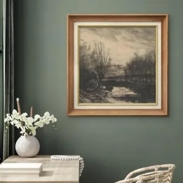 Premium Framed Wall Art Vintage Trees River Classic Decor