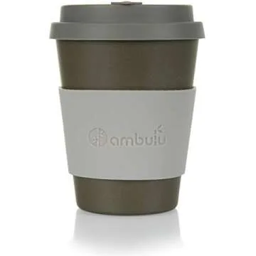 Reusable Coffee Cup for Travel To Go 2oz | Portable Bamboo Mug with Lid, 2 Sleeves, Carry Bag | Plastic and BPA Free | Dishwasher Safe Eco Cups 350ml