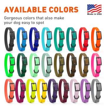Dogline Biothane Waterproof Dog Collar Strong Coated Nylon Webbing with Black Hardware Odor- Proof for Easy Care Easy to Clean High Performance Fits Small Medium or Large Dogs, Black
