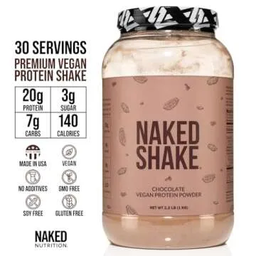 Naked Shake - Chocolate Protein Powder - Plant Based Protein Shake with Mct Oil, Gluten-Free, Soy-Free, No Gmos Or Artificial Sweeteners - 30 Servings