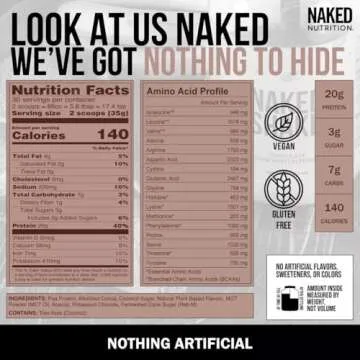 Naked Shake - Chocolate Protein Powder - Plant Based Protein Shake with Mct Oil, Gluten-Free, Soy-Free, No Gmos Or Artificial Sweeteners - 30 Servings
