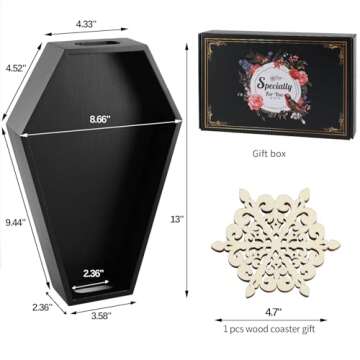 Goargif Wood Coffin Tray,Coffin Shape Serving Tray,Spooky Black Goth Candy Tray,Halloween Creepy Goth Decor Tray,Coffin Shelf,Goth Home Decor