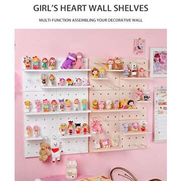 JHTPSLR DIY Shelves for Wall 8.7 inch Cute Kawaii Wall Storage Racks and Shelving No Drill No Damage Shelf Rack Multi-Layer Easy Assembling for Teen Girls Room Bedroom Dorm Balcony (White)