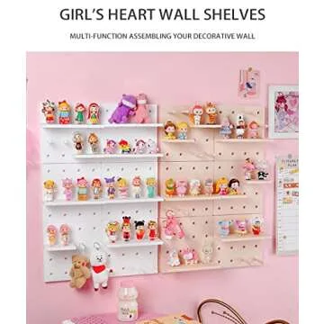 JHTPSLR DIY Shelves for Wall 8.7 inch Cute Kawaii Wall Storage Racks and Shelving No Drill No Damage Shelf Rack Multi-Layer Easy Assembling for Teen Girls Room Bedroom Dorm Balcony (White)