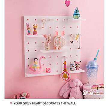 JHTPSLR DIY Shelves for Wall 8.7 inch Cute Kawaii Wall Storage Racks and Shelving No Drill No Damage Shelf Rack Multi-Layer Easy Assembling for Teen Girls Room Bedroom Dorm Balcony (White)