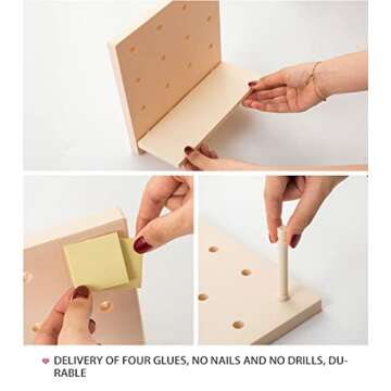 JHTPSLR DIY Shelves for Wall 8.7 inch Cute Kawaii Wall Storage Racks and Shelving No Drill No Damage Shelf Rack Multi-Layer Easy Assembling for Teen Girls Room Bedroom Dorm Balcony (White)