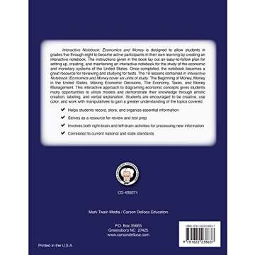 Mark Twain Grades 5-8 Economics Workbook - Interactive Financial Literacy Guide