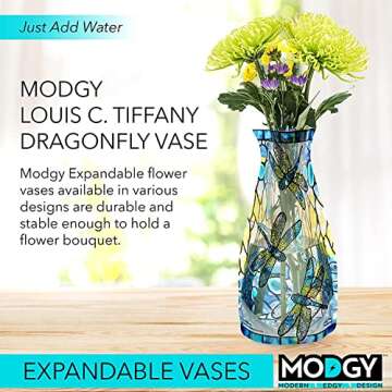 MODGY Expandable Flower Vase Plastic Decorative Modern Vases for Flowers Centerpieces Dining Table D...