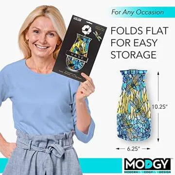 MODGY Expandable Flower Vase Plastic Decorative Modern Vases for Flowers Centerpieces Dining Table Decor Living Room Bathroom Wedding Office, Tiffany - Dragonfly