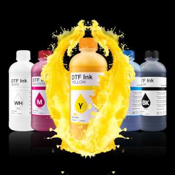 SPLENDIDCOLOR DTF Ink 100ML DTF Ink 6PK Premium DTF Ink Water Base Digital Inkjet Ink Refill for Direct to Film Printer Repalcement for Printhead DX5 DX7 5113 XP600 I3200 4720 TX800.2W 1B 1C 1M 1Y