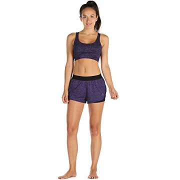 icyzone Sports Bras for Women - Activewear Strappy Padded Workout Yoga Tops Bra (L, Purple)