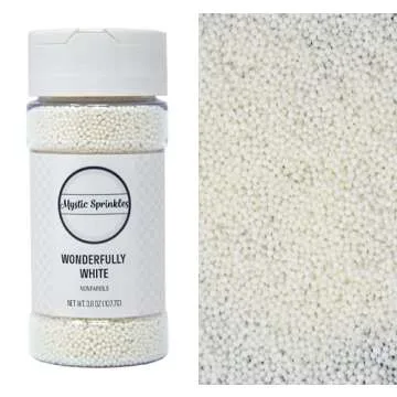 Mystic Sprinkles Solid Color Nonpareils 3.8oz Bottle (Wonderfully White)
