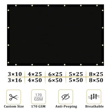 Heavy Duty 170 GSM Privacy Fence Screen - 4' x 50' Black