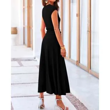 BTFBM Women Two Piece Skirt Set Casual Ribbed Knit Crew Neck Short Sleeve Cropped Top Elastic Waist Swing Midi Skirts(Solid Black, Medium)