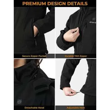 ORORO Women's Slim Fit Heated Jacket with Battery, Heated Coat with Detachable Hood (Charger Not Included)