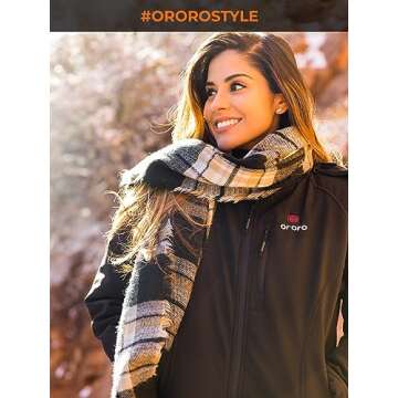 ORORO Women's Slim Fit Heated Jacket with Battery, Heated Coat with Detachable Hood (Charger Not Included)