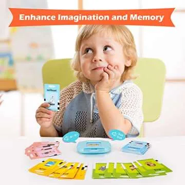 Ednzion Talking Flash Cards with 224 Sight Words, Montessori Educational Learning Interactive Toddler Toys, Speech Therapy and Autism Sensory Toys, Blue