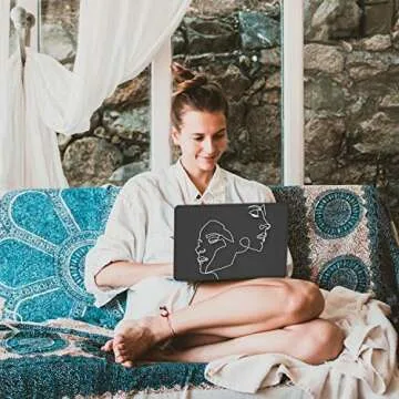 iCasso Compatible with MacBook Air 13 inch Case (Release 2010-2017 Older Version), Hard Shell Plastic Protective Case & Keyboard Cover Fit for MacBook Air 13 Inch Model A1369/A1466 - Face Sketch