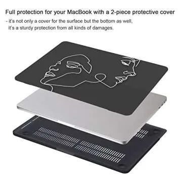iCasso Compatible with MacBook Air 13 inch Case (Release 2010-2017 Older Version), Hard Shell Plastic Protective Case & Keyboard Cover Fit for MacBook Air 13 Inch Model A1369/A1466 - Face Sketch