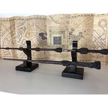 Nangopop Wizard Wand Stand Display - 2 Tiered Wood Magic Wand Holder for Table Display, Holds Two Wands