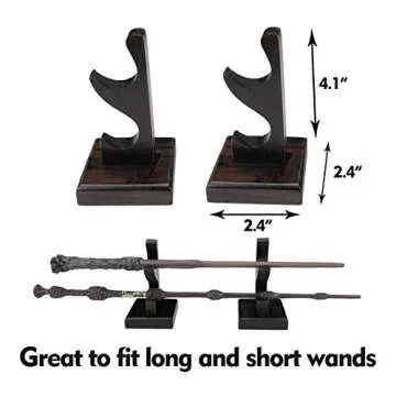 Nangopop Wizard Wand Stand Display - 2 Tiered Wood Magic Wand Holder for Table Display, Holds Two Wands