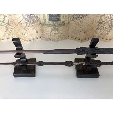 Nangopop Wizard Wand Stand Display - 2 Tiered Wood Magic Wand Holder for Table Display, Holds Two Wands